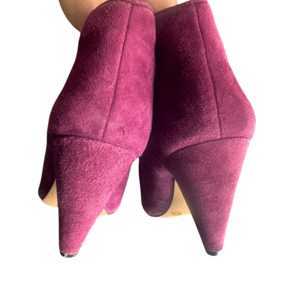 VINCE CAMUTO Mixen Burgundy Suede Leather Ankle Boots Booties Sz 8 - Picture 5 of 7